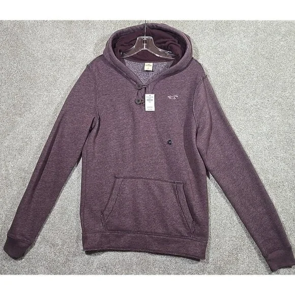 Hollister Hoodie Hooded Sweatshirt Bird Logo Maroon 100% Cotton Soft Men's  S New